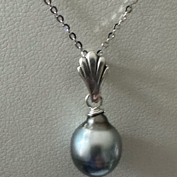 HANDMADE 8.7mm Wide Baroque TAHITIAN Cultured Pearl Necklace - 925 Silver - Picture 1 of 5